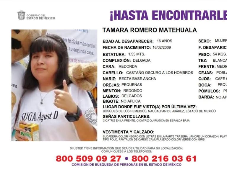 Tamara Romero Matehuala, desapareció el pasado 22 de abril en la Ciudad de México.